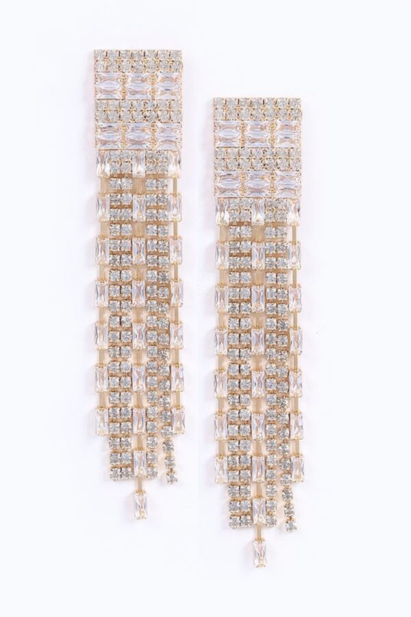 Rhinestone Tassel Earrings – Long Fringe Sparkle