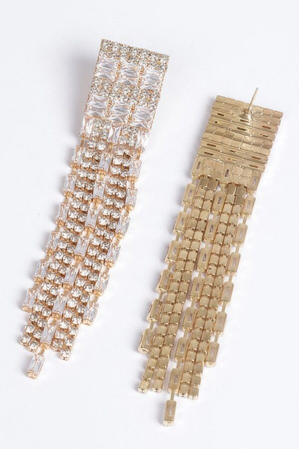 Rhinestone Tassel Earrings – Long Fringe Sparkle