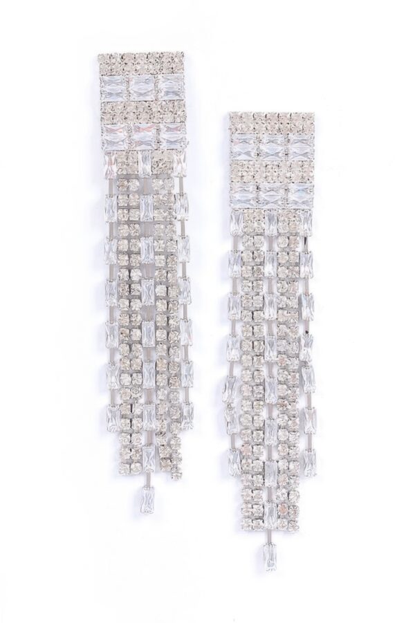 Rhinestone Tassel Earrings – Long Fringe Sparkle