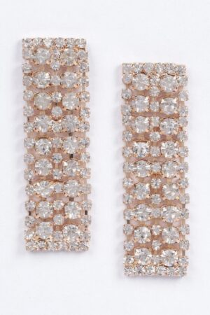 Rhinestone Drop Earrings – Slim Vertical