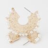 Hammered Hoop Earrings with Pearl Accents
