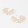 Hammered Hoop Earrings with Pearl Accents