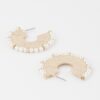 Hammered Hoop Earrings with Pearl Accents