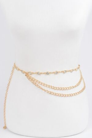 Stone Chain Layered Belt – Rhinestone Waist Chain