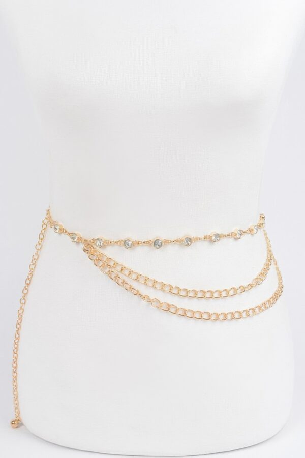 Stone Chain Layered Belt – Rhinestone Waist Chain