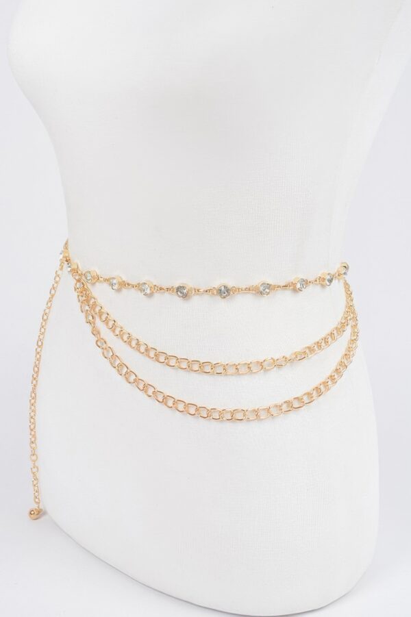 Stone Chain Layered Belt – Rhinestone Waist Chain