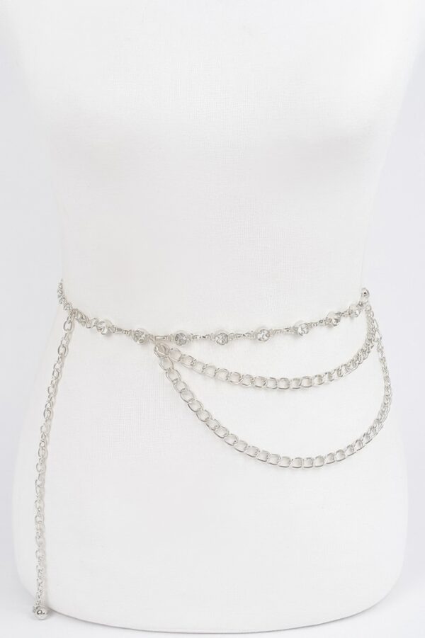 Stone Chain Layered Belt – Rhinestone Waist Chain