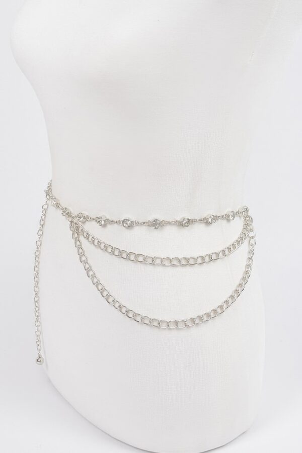 Stone Chain Layered Belt – Rhinestone Waist Chain