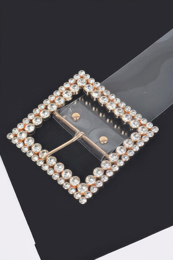 Clear PVC Belt with Multi-Rhinestone Buckle