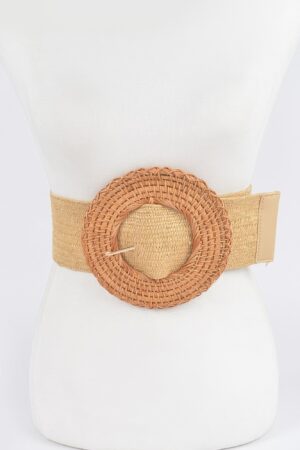 Oversized Bamboo-Buckle Elastic Waist Belt
