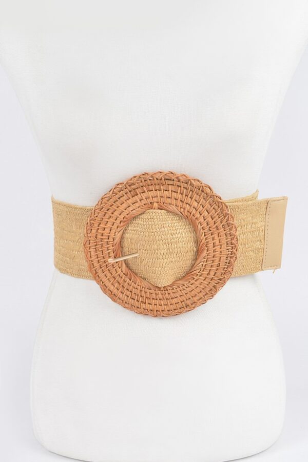 Oversized Bamboo-Buckle Elastic Waist Belt