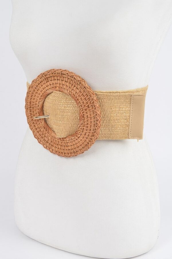 Oversized Bamboo-Buckle Elastic Waist Belt