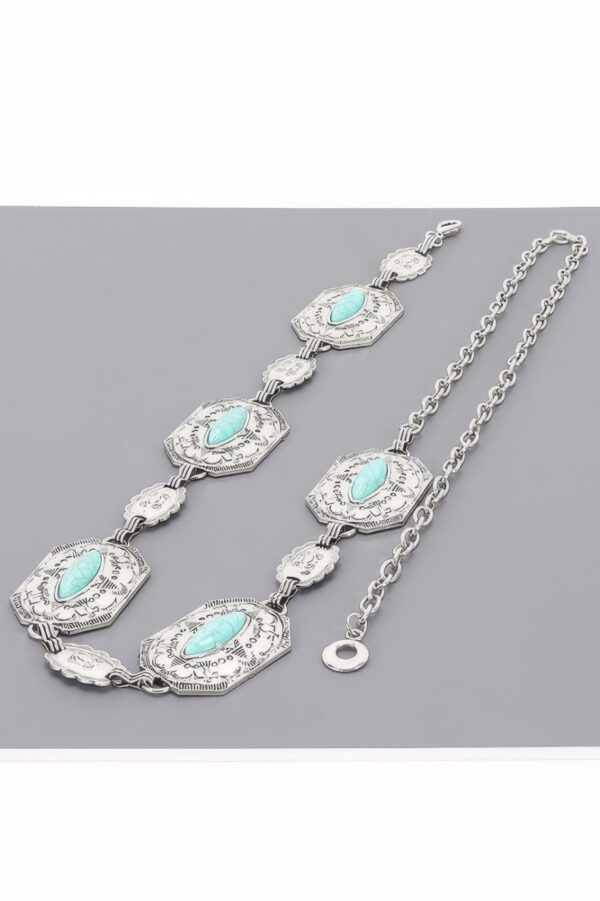 Western Turquoise Chain Belt – Circular Link Iron Belt