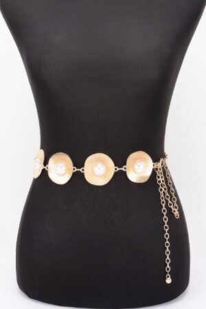 Pearl Accent Disc Chain Belt – Iron Disc & Pearl Detail