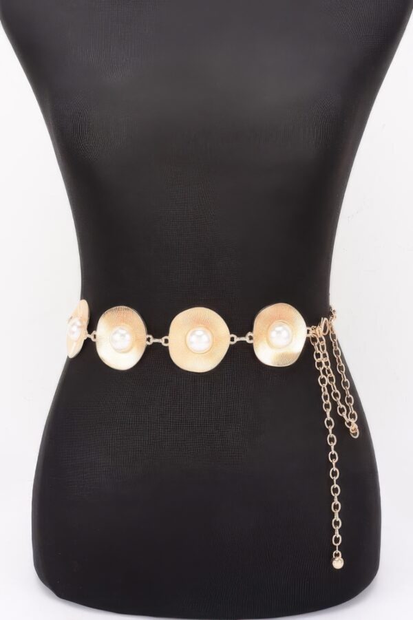 Pearl Accent Disc Chain Belt – Iron Disc & Pearl Detail