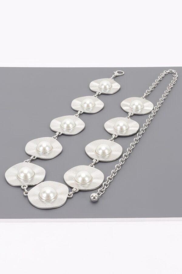 Pearl Accent Disc Chain Belt – Iron Disc & Pearl Detail
