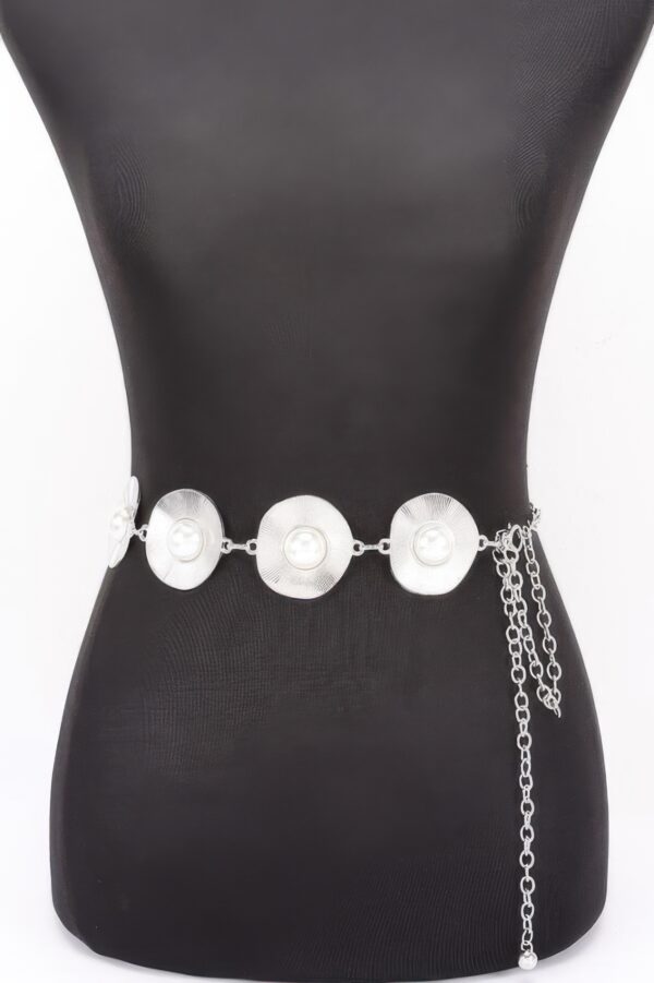 Pearl Accent Disc Chain Belt – Iron Disc & Pearl Detail