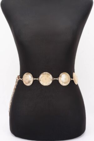 Vintage Metal Chain Belt with Ornate Discs