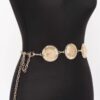 Vintage Metal Chain Belt with Ornate Discs