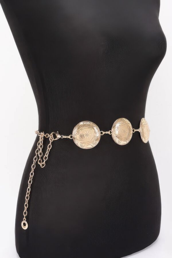 Vintage Metal Chain Belt with Ornate Discs