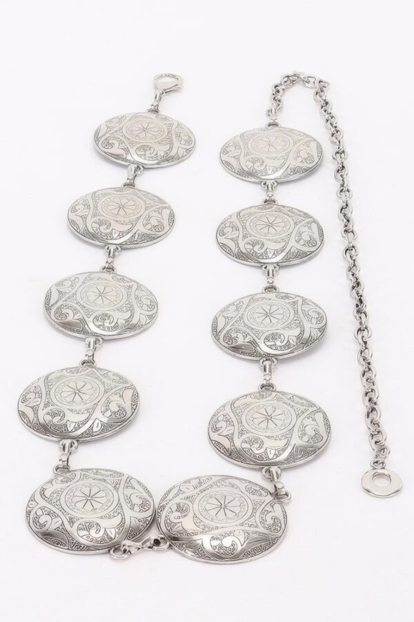 Vintage Metal Chain Belt with Ornate Discs