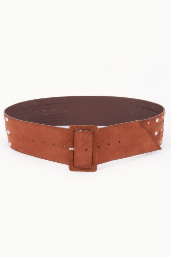 Wide Studded Buckle Belt – 3″ PU Rocker Belt