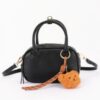 Mini Bowling Bag in Vegan Leather with Bear Charm