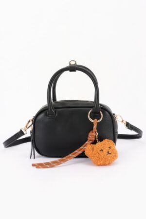 Mini Bowling Bag in Vegan Leather with Bear Charm