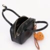 Mini Bowling Bag in Vegan Leather with Bear Charm