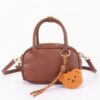 Mini Bowling Bag in Vegan Leather with Bear Charm