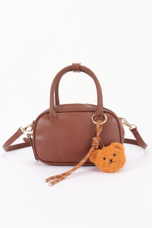Mini Bowling Bag in Vegan Leather with Bear Charm