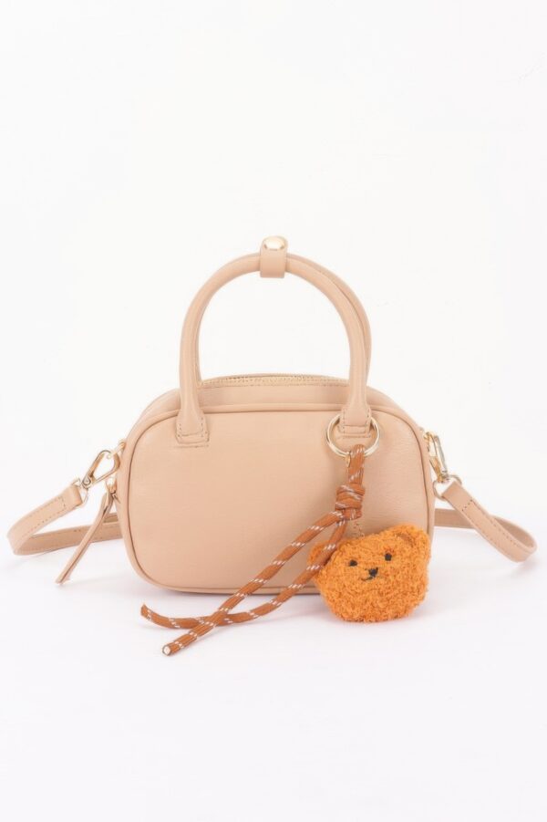 Mini Bowling Bag in Vegan Leather with Bear Charm