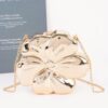 Metallic Flower Acrylic Clutch with Chain Strap