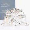 Metallic Flower Acrylic Clutch with Chain Strap
