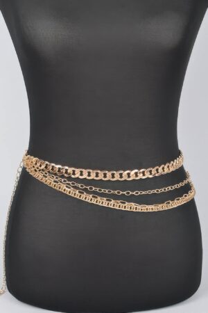 Layered Chain Waist Belt – Polished Iron Finish
