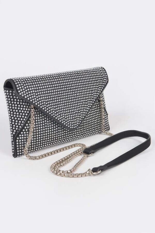 Hot-Fix Rhinestone Envelope Clutch – PU Evening Bag