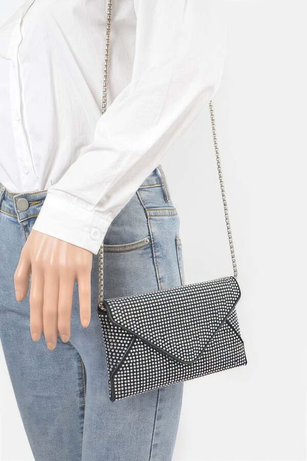 Hot-Fix Rhinestone Envelope Clutch – PU Evening Bag