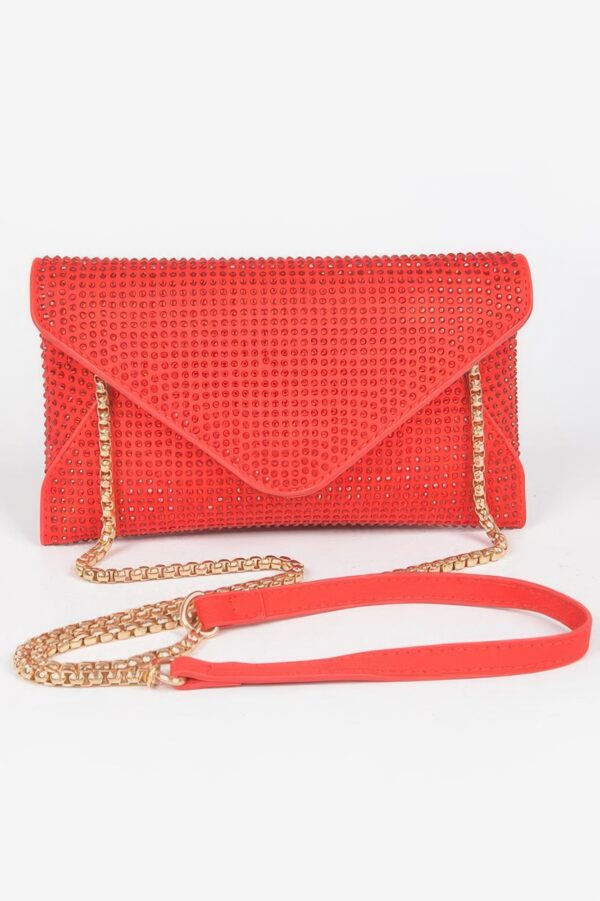 Hot-Fix Rhinestone Envelope Clutch – PU Evening Bag