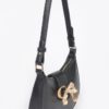 Vegan Leather Mini Hobo Bag with Metal Ribbon
