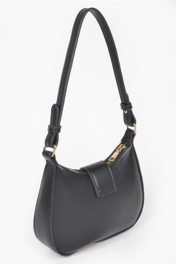 Vegan Leather Mini Hobo Bag with Metal Ribbon