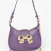 Vegan Leather Mini Hobo Bag with Metal Ribbon