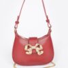 Vegan Leather Mini Hobo Bag with Metal Ribbon