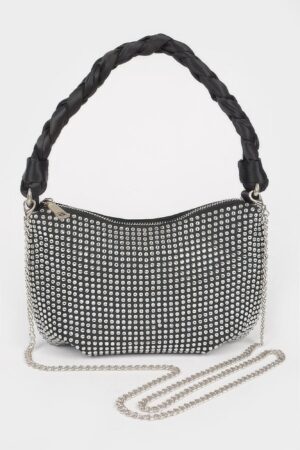 Small Hobo Bag with Hot-Fix Stone Twisted Handle