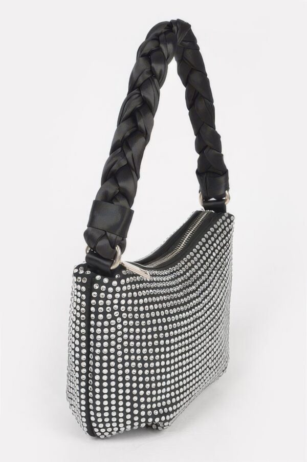 Small Hobo Bag with Hot-Fix Stone Twisted Handle