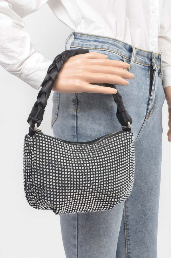 Small Hobo Bag with Hot-Fix Stone Twisted Handle