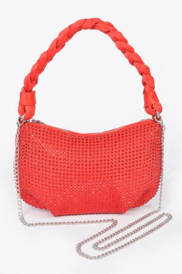 Small Hobo Bag with Hot-Fix Stone Twisted Handle