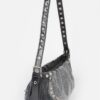 Hot Fix Metal-Stud Shoulder Bag with Stones