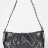 Hot Fix Metal-Stud Shoulder Bag with Stones