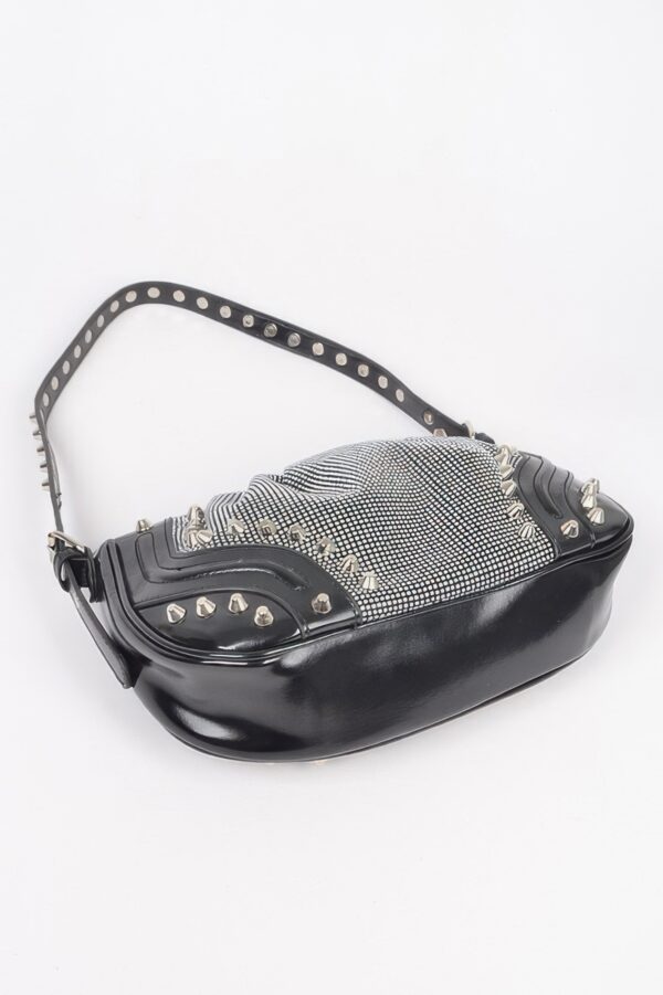 Hot Fix Metal-Stud Shoulder Bag with Stones