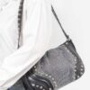 Hot Fix Metal-Stud Shoulder Bag with Stones